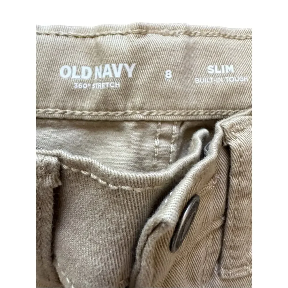 Old Navy Boys' Slim-Fit 360 Stretch Five-Pocket Pants Khaki School Casual Size 8